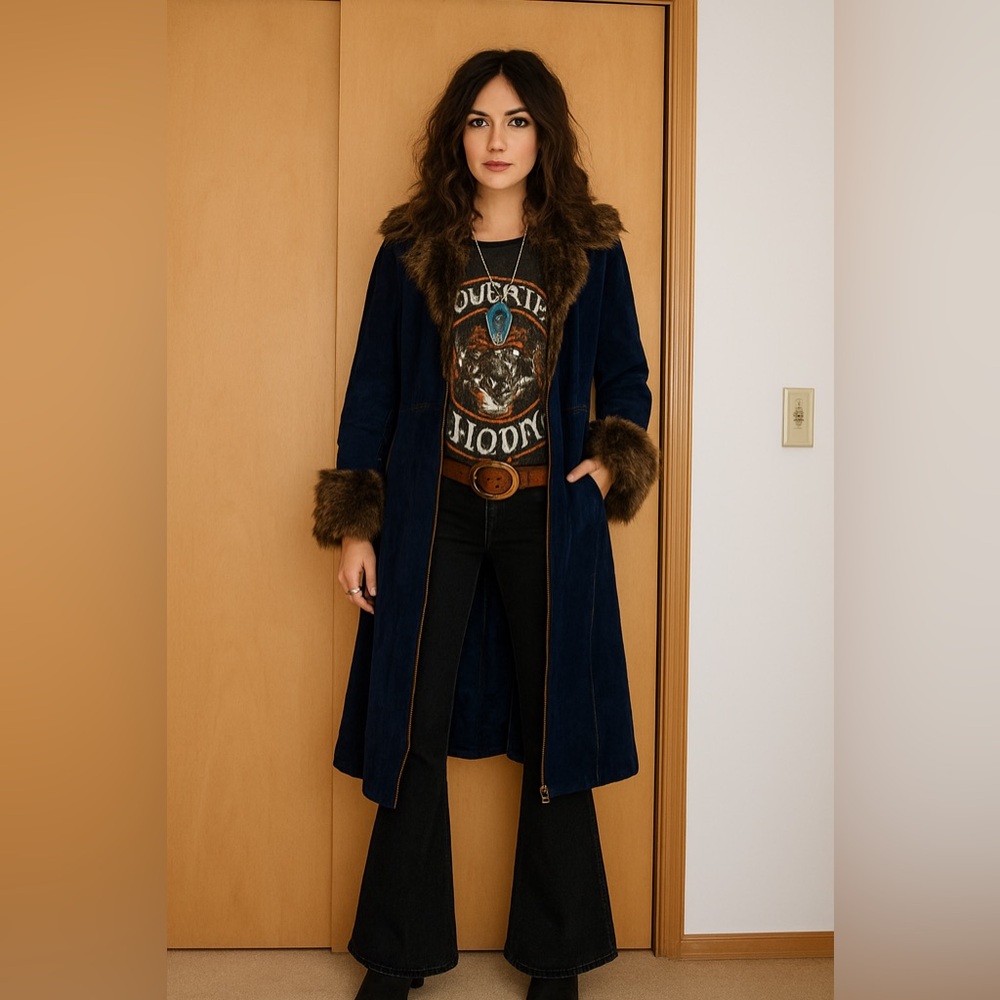 Rajac Leathers 70s blue suede jacket